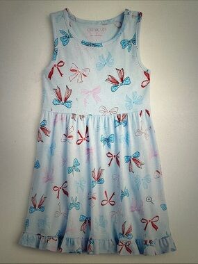 Crewcuts Pale Blue Sleeveless Dress with Red, Blue & Pink Bow Print
